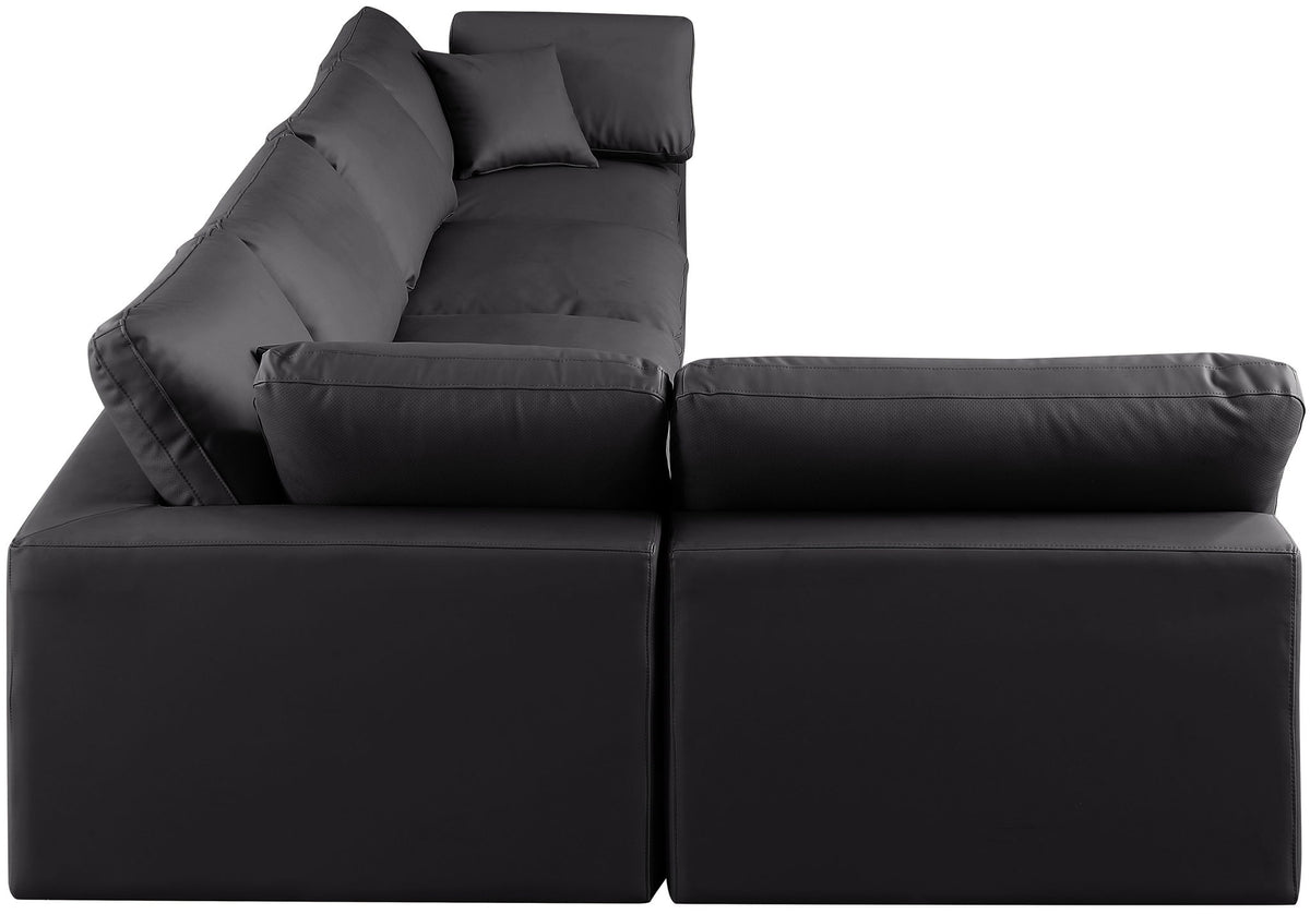 Comfy - 5 Piece Faux Leather Modular Sectional