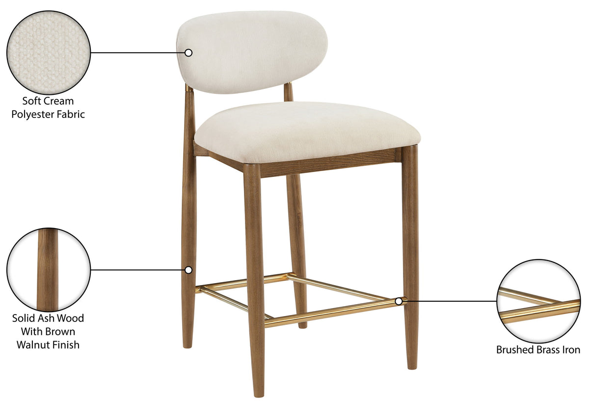 Riccio - Fabric Stool - Walnut Frame