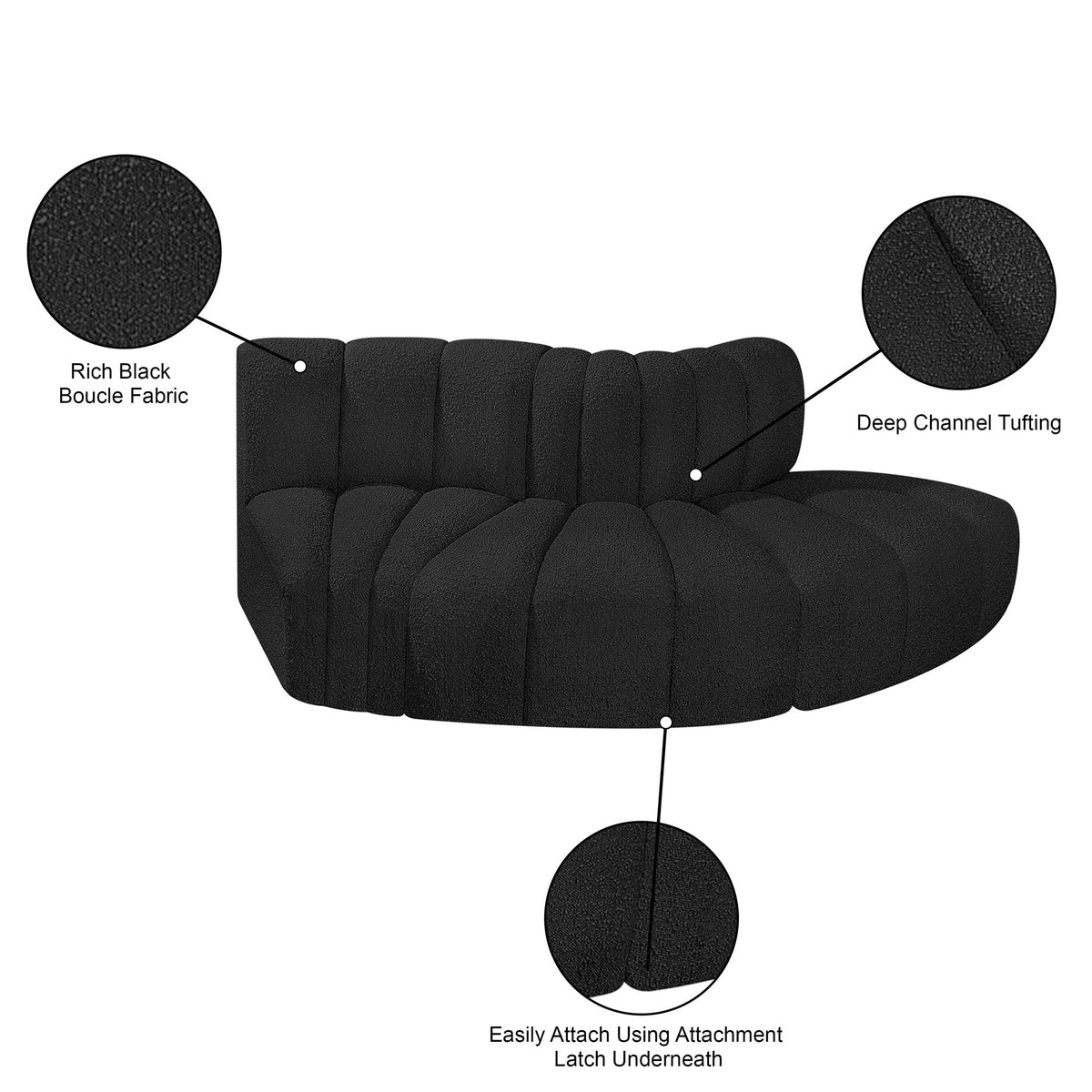 Arc - Boucle Fabric 3 Piece Modular Sofa