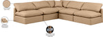 Indulge - Faux Leather 5 Piece Modular Corner Armless Sectional - Tan