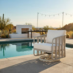 Breeze - Cream Metal Outdoor Swivel Lounge Chair With Cushions - Pearl