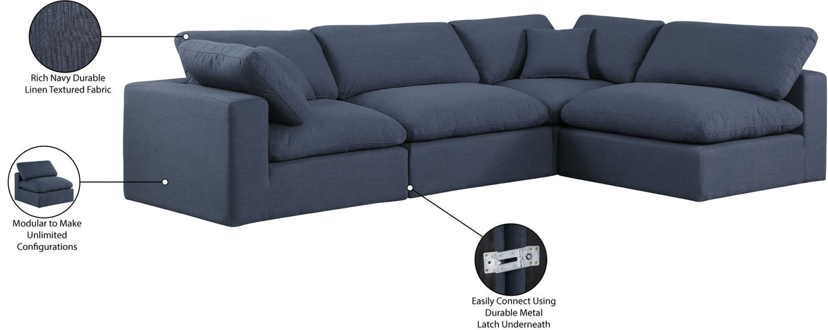 Comfy - 4 Piece Linen Fabric Modular Armless Sectional