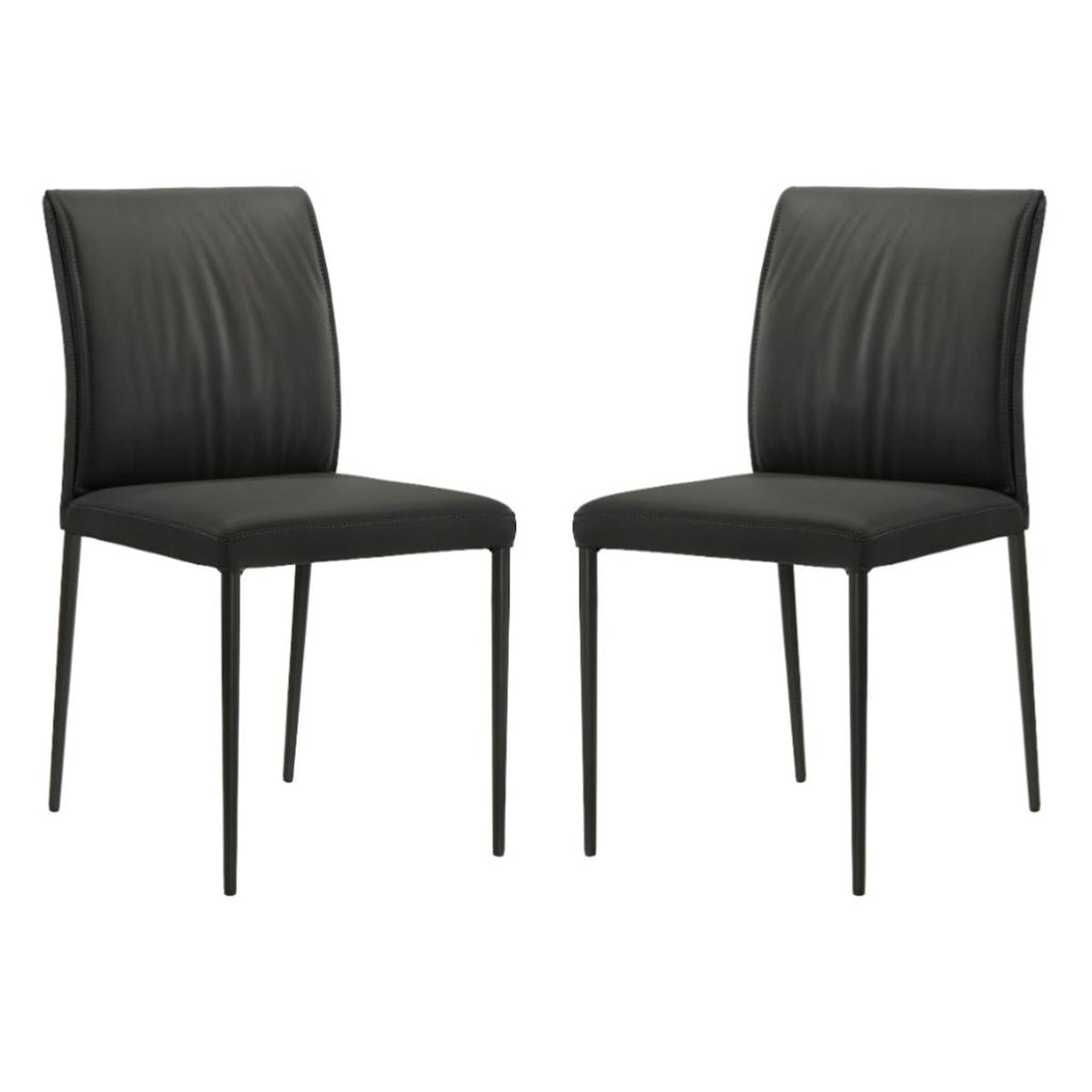Meriam - Full Back Top Grain Leather Upholstered Metal Dining Chairs (Set of 2)