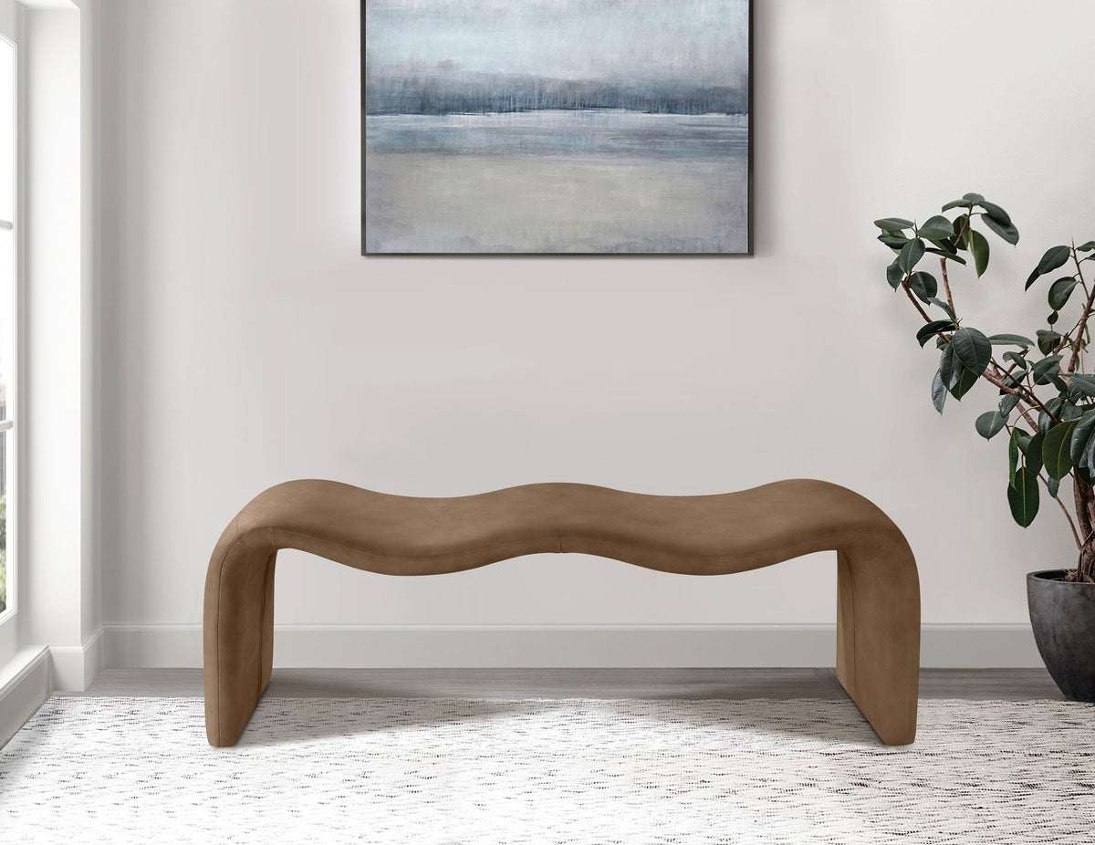 Willow - Faux Leather Bench - Brown