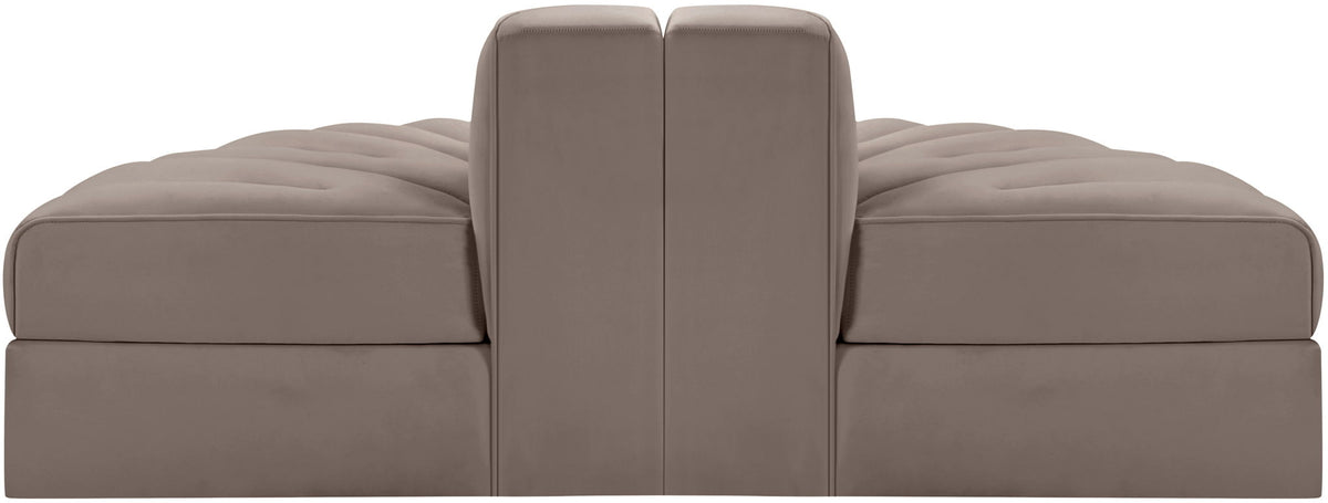 Rummi - Velvet Performance Fabric Upholstered 2 Piece  Rounded Modular Loveseat