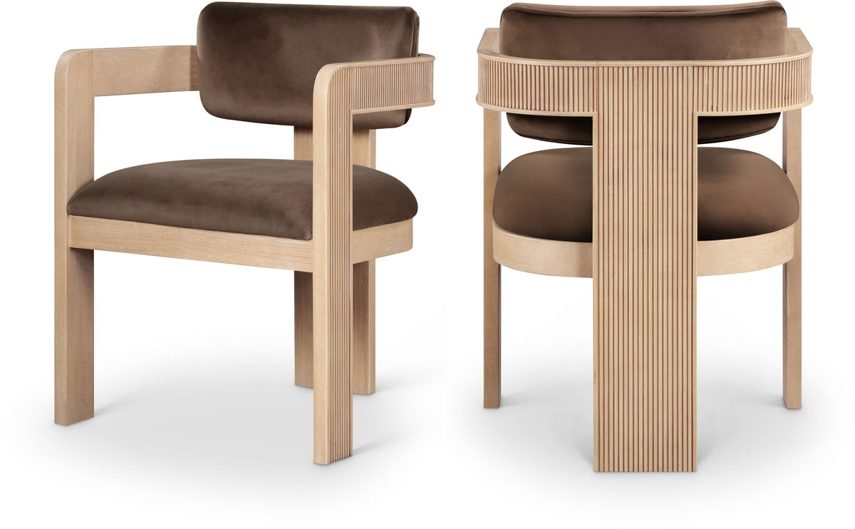 Sacha - Velvet Dining Chair With Natural Base (Set of 2)