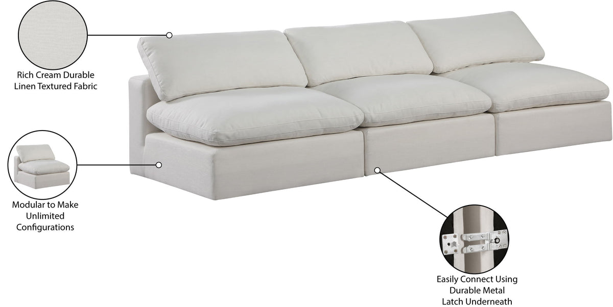 Comfy - Linen Modular Armless Sofa 3 Seats