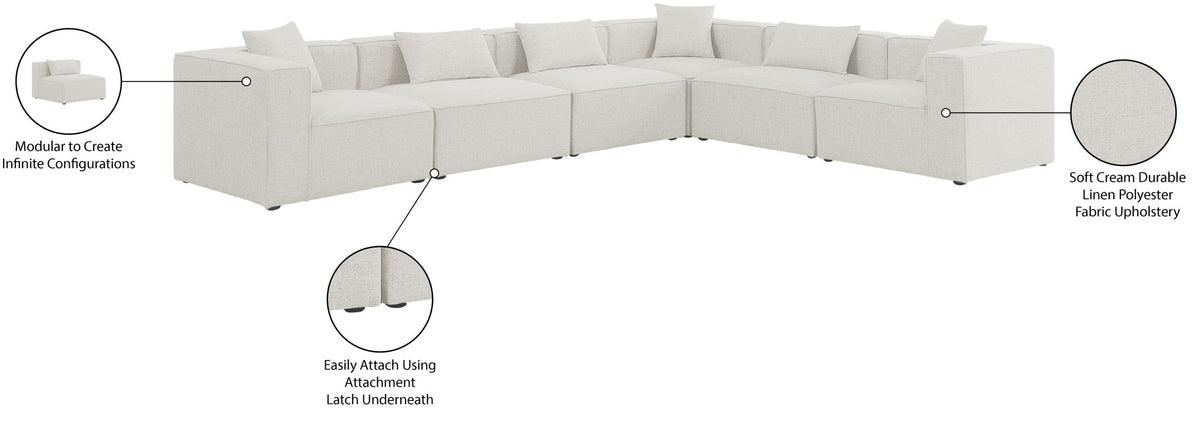 Cube - Linen 6 Piece Modular Corner Sectional
