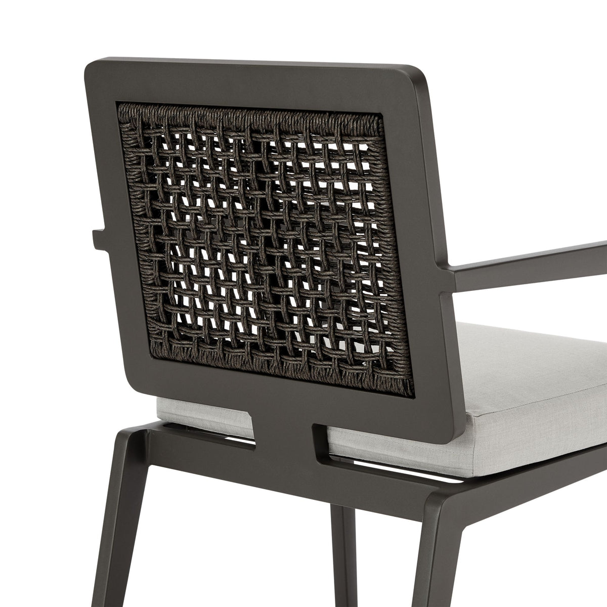 Avila - Outdoor Dining Chair With Woven Rattan Back Aluminum Frame And Cushion (Set of 2) - Dark Bronze / Silver Ash