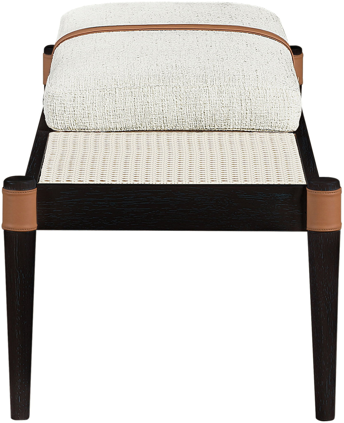 Nara - Linen Textured Fabric Upholstered Bench - Painted Black
