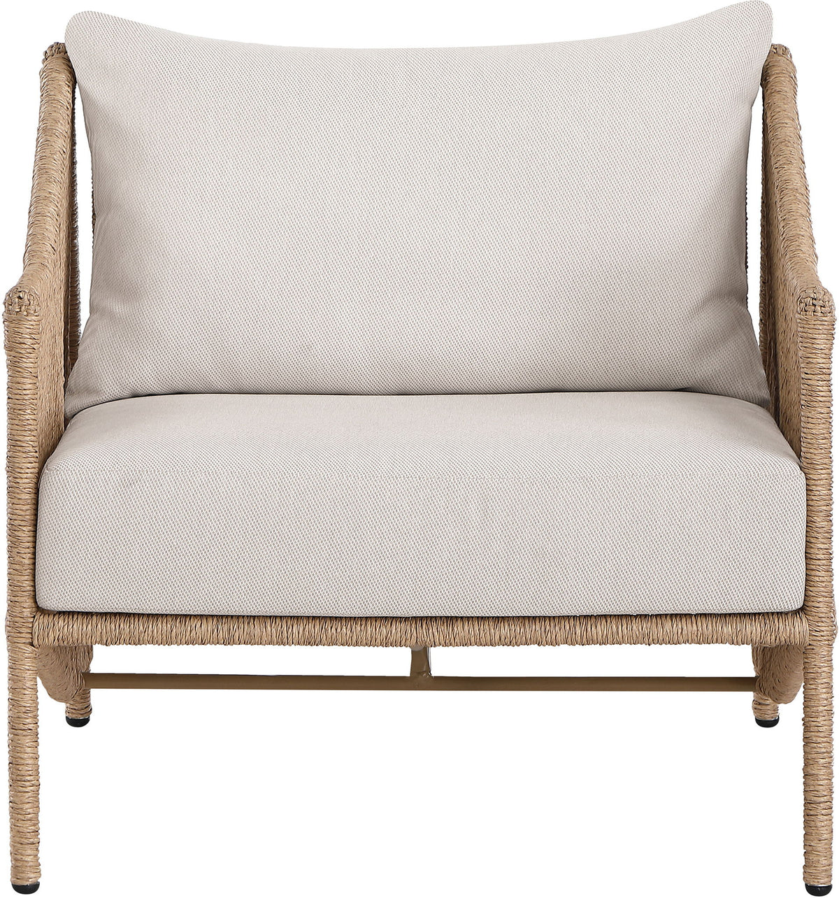 Coastline - Olefin Water Resistant Fabric And Wicker Outdoor Patio Accent Chair - Beige