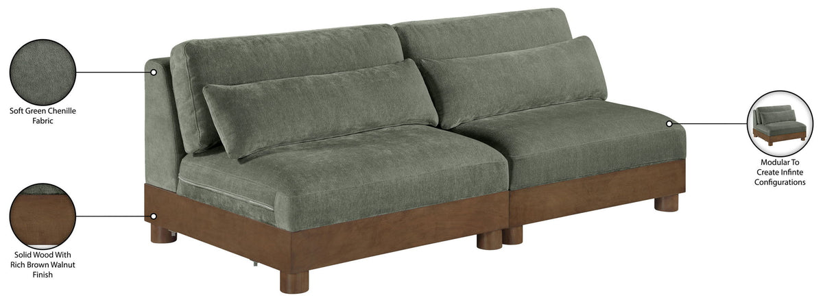 Turin - Chenille Fabric Upholstered Modular Sectional - Green