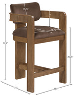 Sacha - Velvet Stool With Brown Base