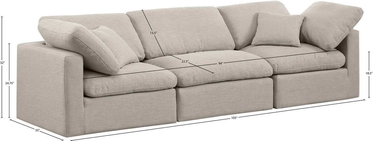 Indulge - Linen 3 Seat Modular Sofa