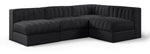 Rummi - Armless Velvet Performance Fabric Upholstered 4 Piece Modular Sectional