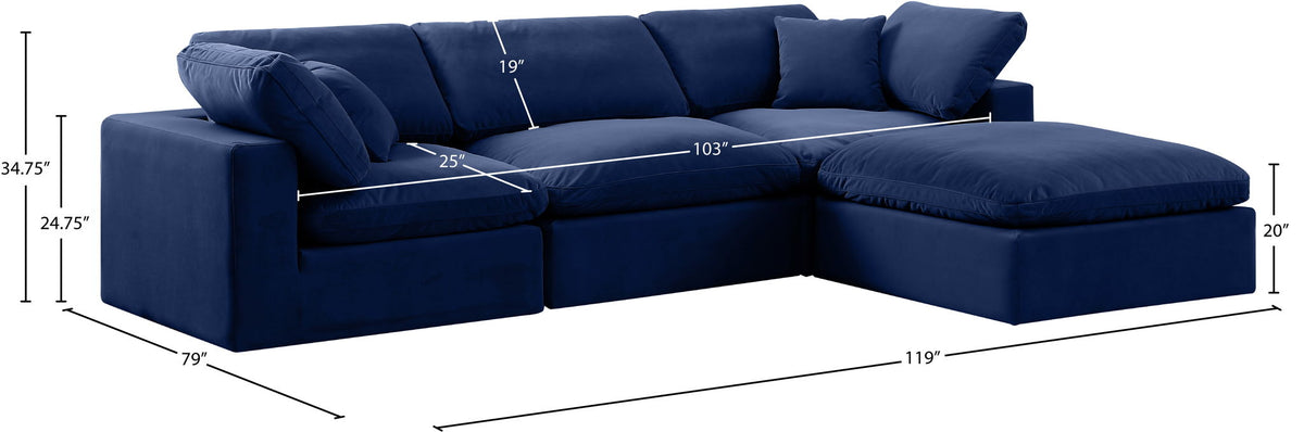 Comfy - 4 Piece Velvet Modular Sectional With Chaise