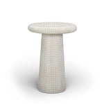 Monica - Tiled Pattern Tall Side Table - Beige
