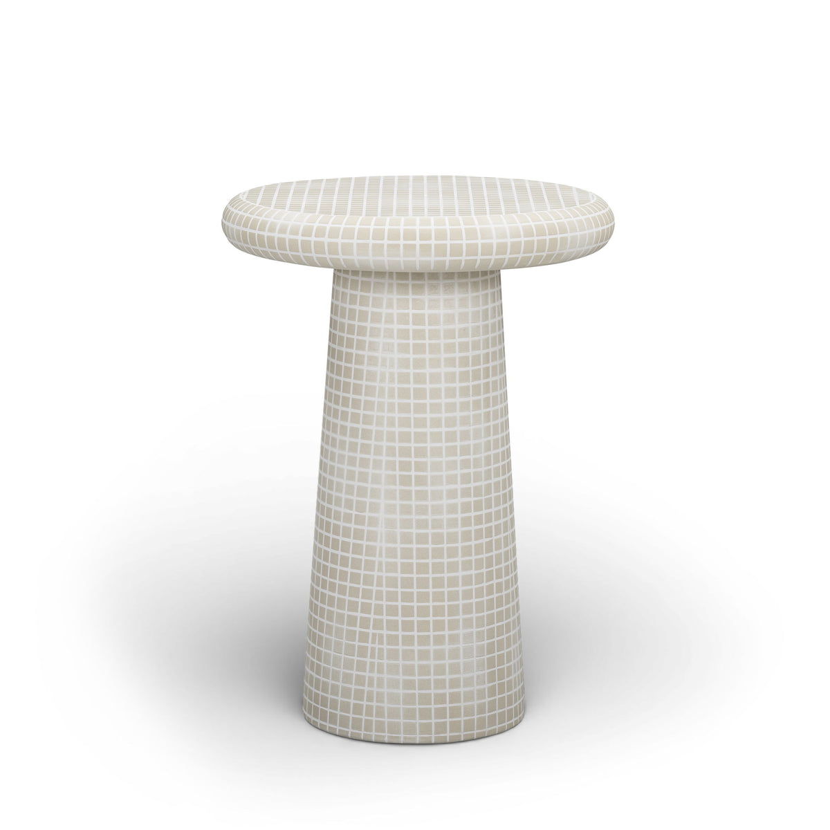 Monica - Tiled Pattern Tall Side Table - Beige