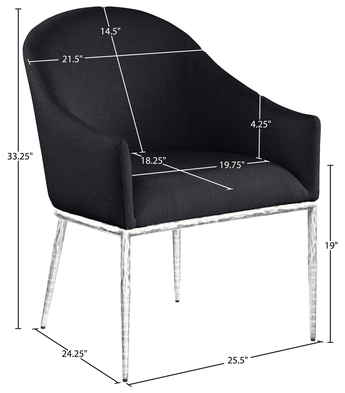 Ferro - Upholstered Dining Arm Chair With Brushed Silver Legs