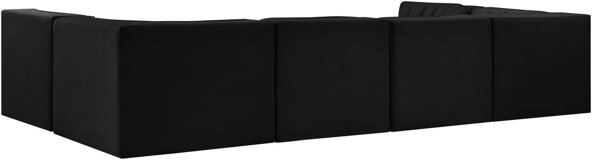 Rummi - Armless Velvet Performance Fabric Upholstered 6 Piece Modular Sectional