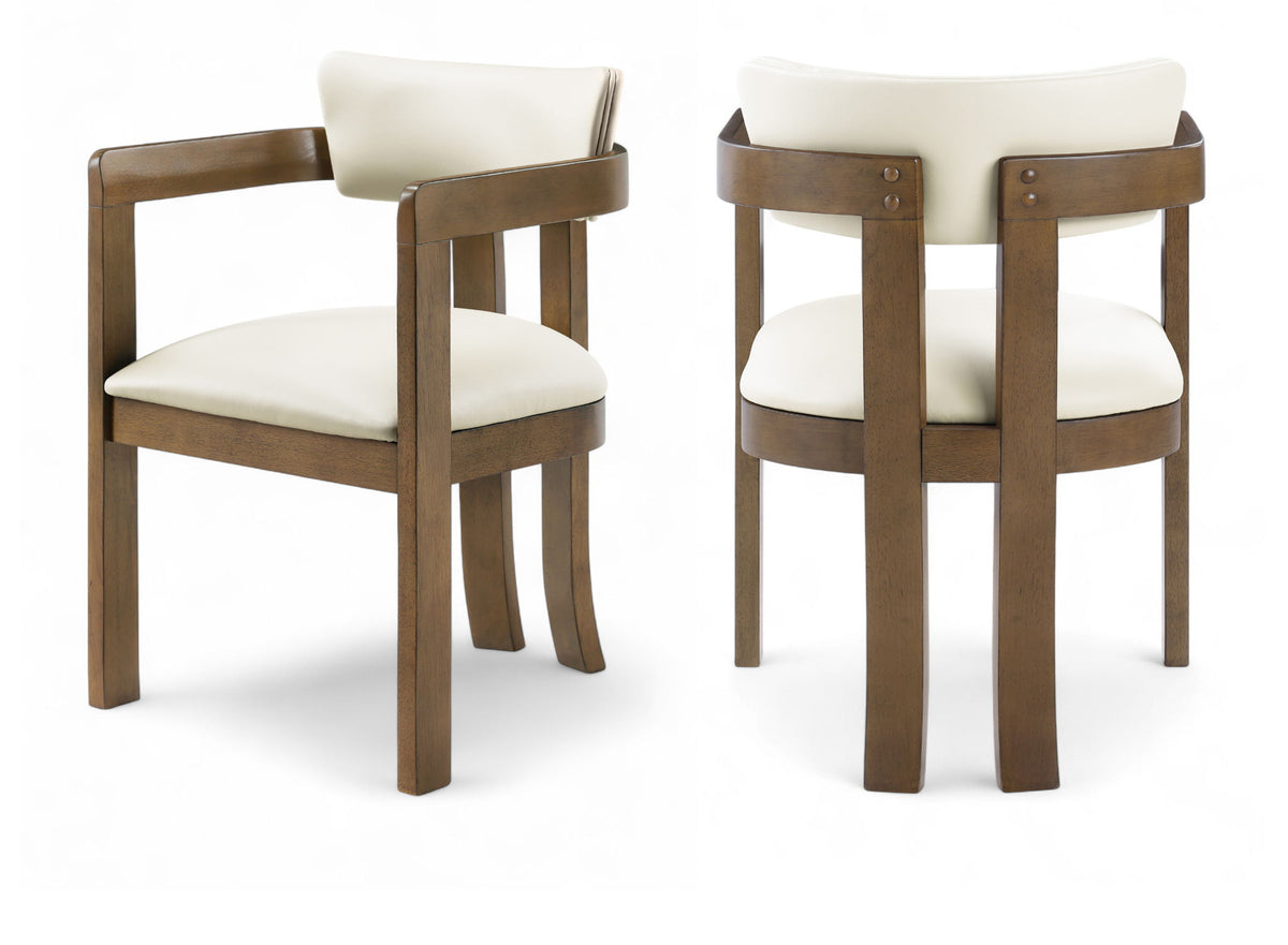 Lavrin - Vegan Leather Upholstered Dining Arm Chair (Set of 2) - Walnut Base