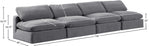 Comfy - Velvet Modular Armless Sofa 4 Seats