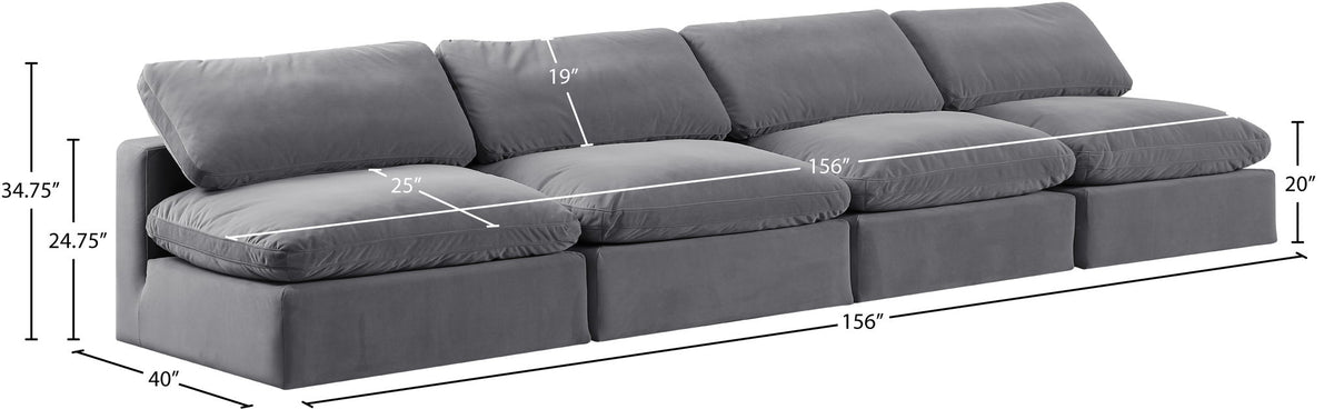 Comfy - Velvet Modular Armless Sofa 4 Seats