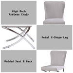 Daire - Side Chair (Set of 2) - Light Gray Velvet & Chrome