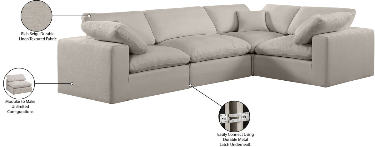 Comfy - 4 Piece Linen Fabric Modular Sectional