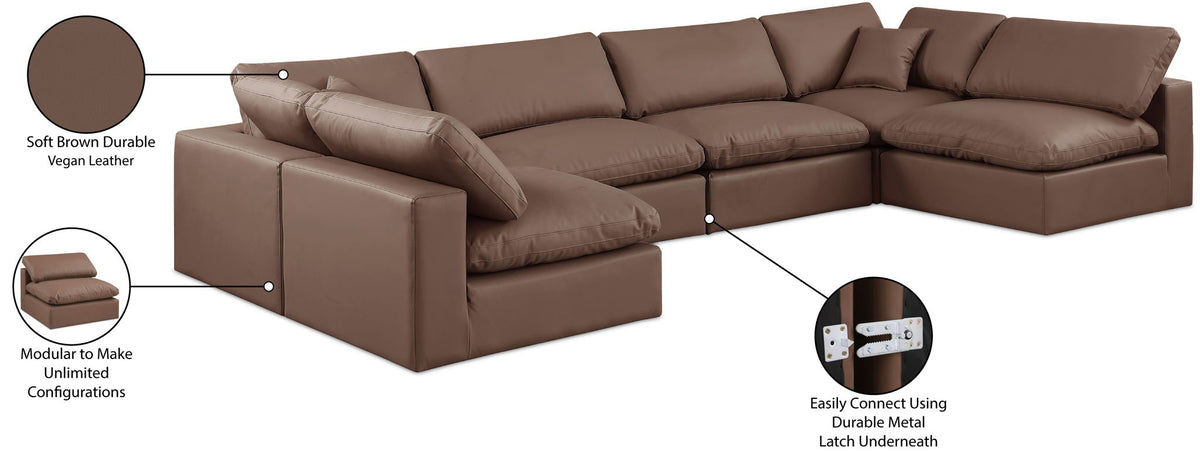 Comfy - 6 Piece Faux Leather Modular Armless Sectional