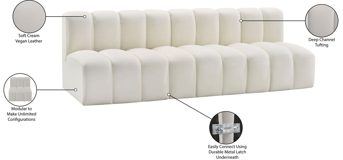 Arc - Faux Leather 3 Seats Modular Sofa