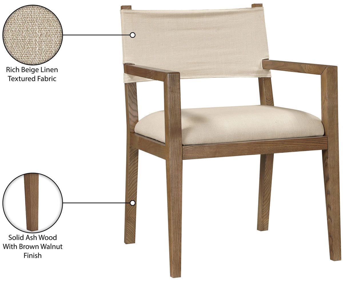 Avon - Linen Textured Performance Fabric Upholstered Dining Arm Chair