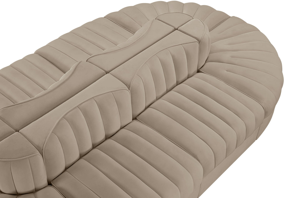 Rummi - Oval Velvet Performance Fabric Upholstered 8 Piece Modular Sectional