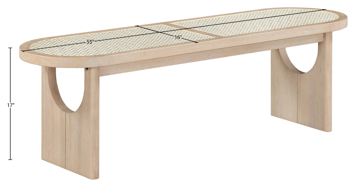 Canovia - Solid Wood And Faux Cane Bench