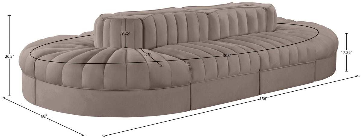 Rummi - Oval Velvet Performance Fabric Upholstered 8 Piece Modular Sectional