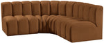 Arc - Velvet 4 Piece Corner Modular Sofa - Saddle