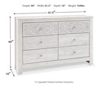 Paxberry - Six Drawer Dresser - Medallion Drawer Pulls - Whitewash