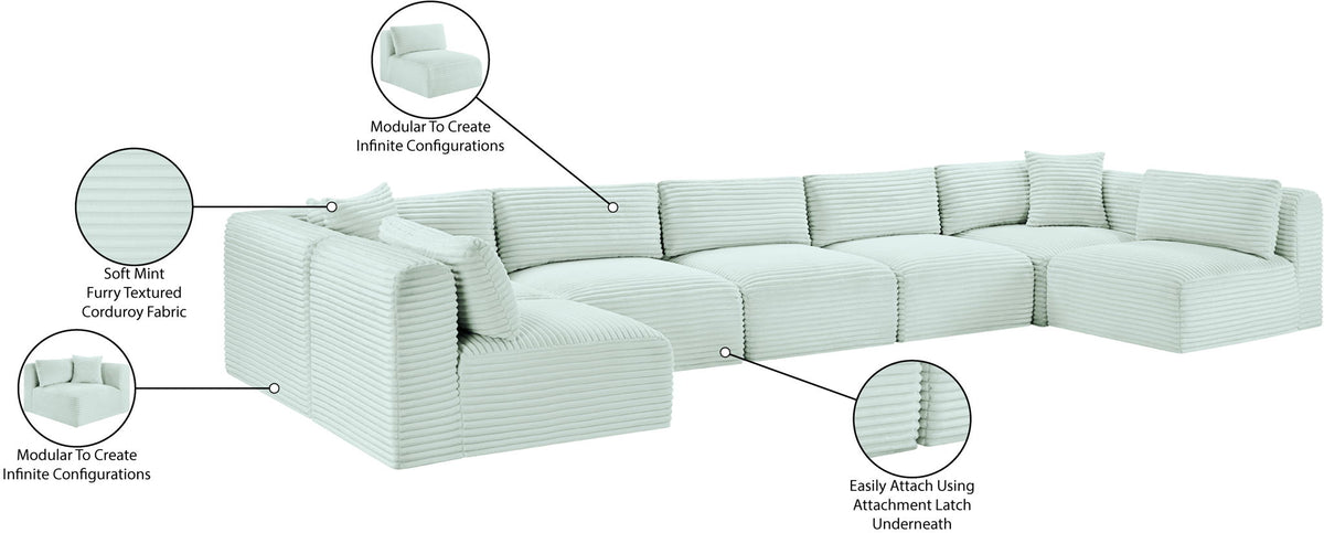 Shaggy - 7 Piece Modular U-Shaped Armless Sectional