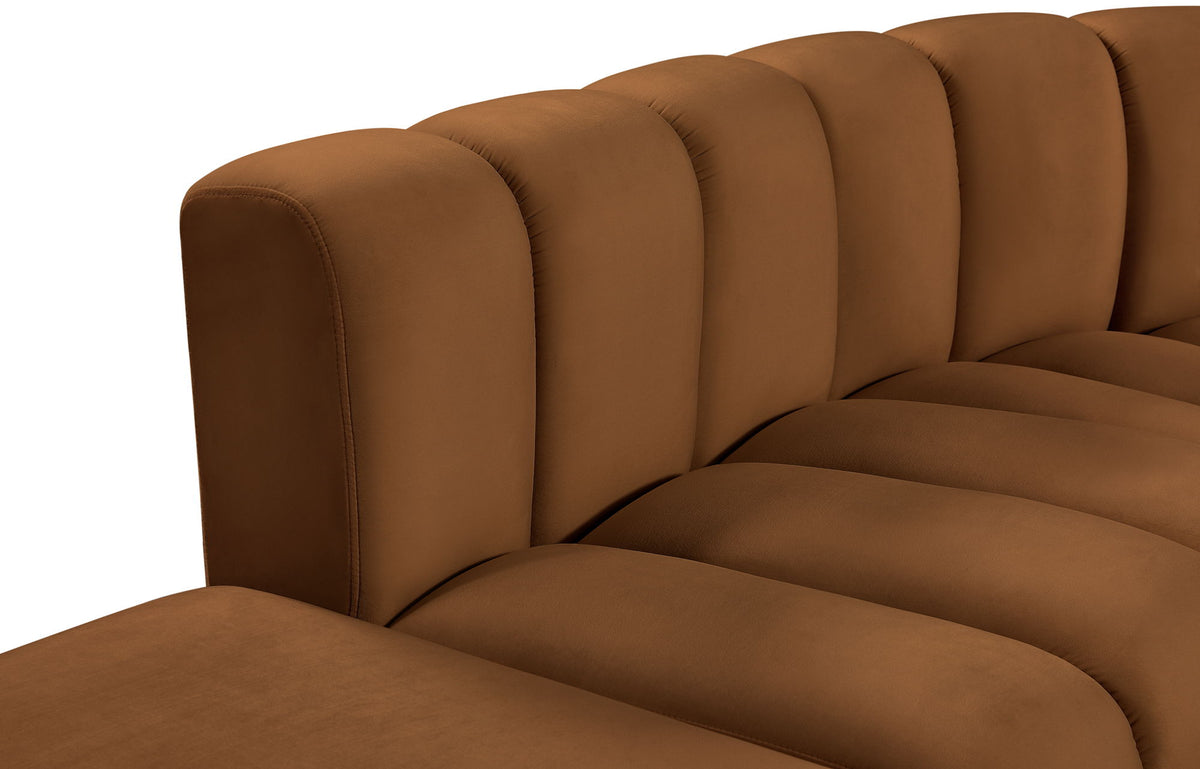 Arc - Velvet 7 Piece Corner Modular Sofa - Saddle