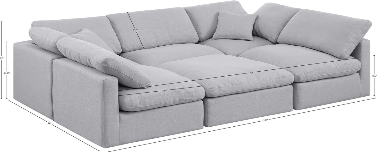Indulge - Linen 6 Piece Modular Sectional