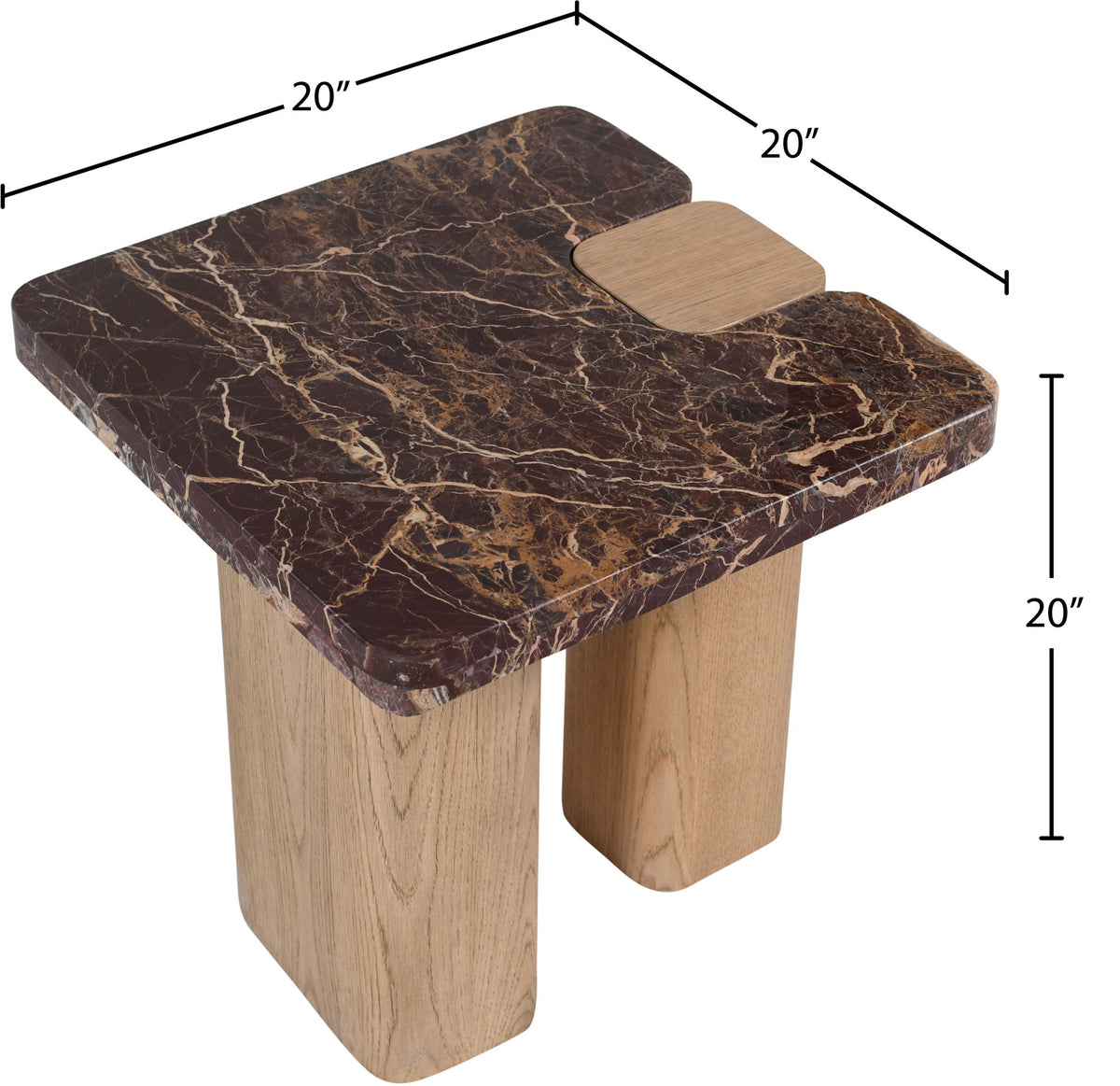 Ravenna - Marble/Stone End Table - Burgundy