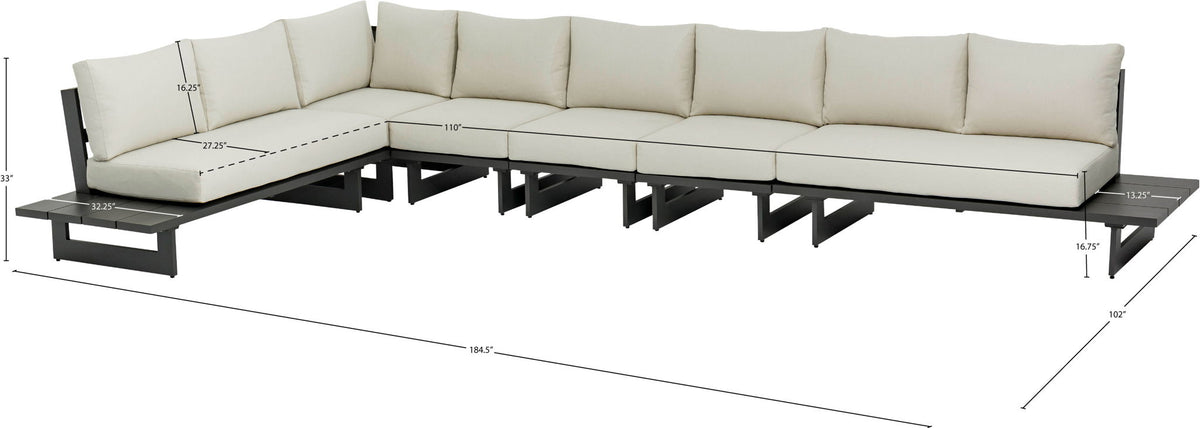 Maldives - 6 Piece Water Resistant Outdoor Patio Modular Sectional With Gray Base