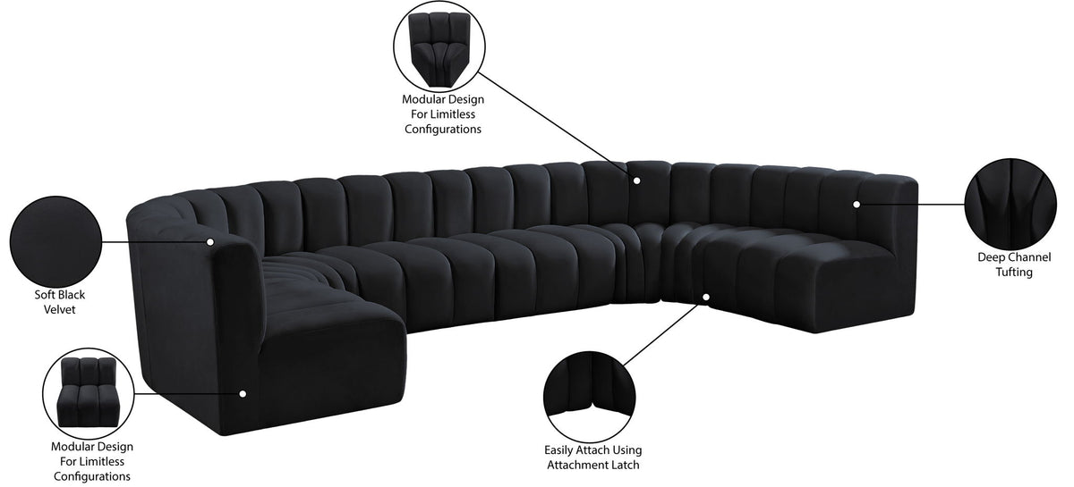 Arc - Velvet Modular U-Shaped Sectional