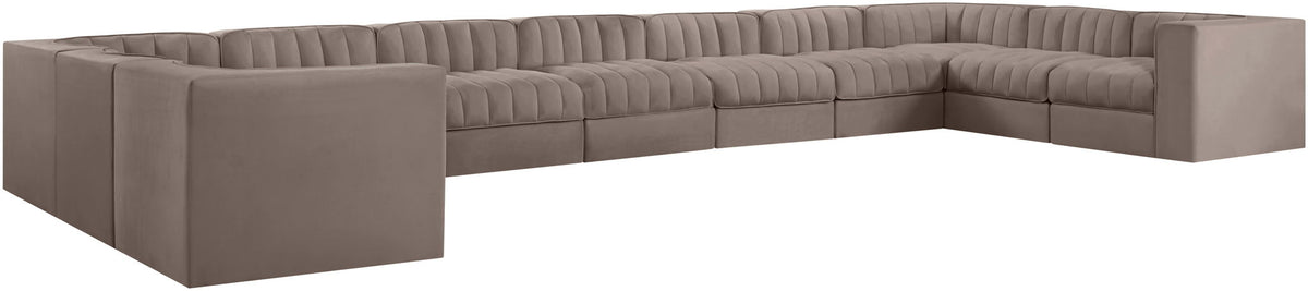 Rummi - Velvet Performance Fabric Upholstered 11 Piece Modular Sectional