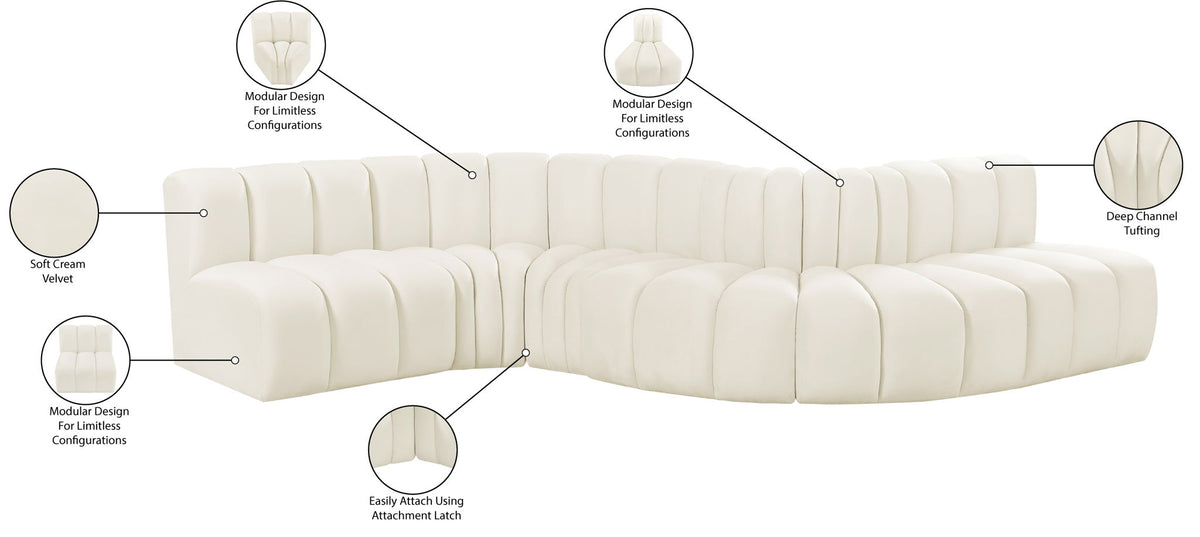 Arc - Velvet 6 Piece Curved Modular Sofa