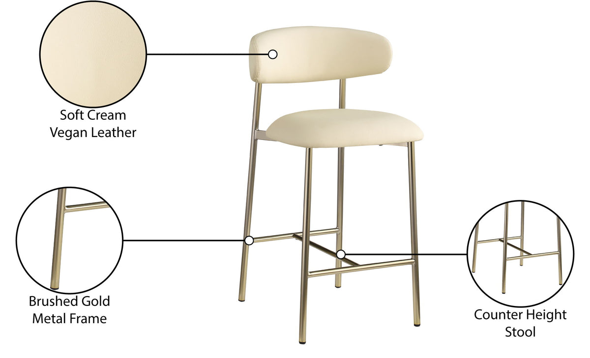 Lupita - Counter Stool With Brushed Gold Frame (Set of 2)