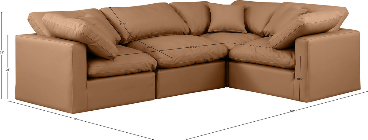 Indulge - Faux Leather 4 Piece Modular Corner Sectional