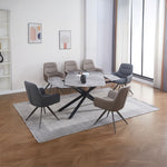 Hester - Ceramic Top Dining Table - Gray & Black