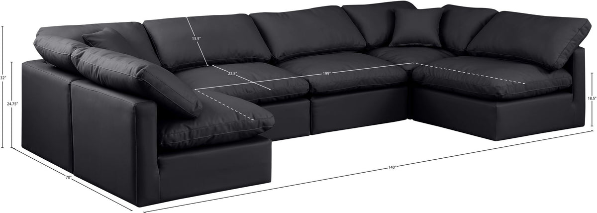 Indulge - Faux Leather 6 Piece Modular U-Shaped Sectional