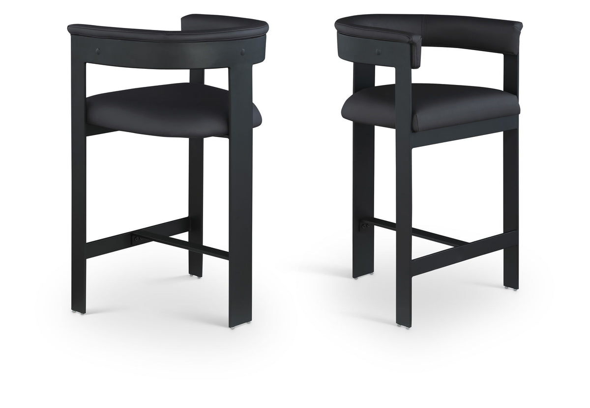 Romeo - Faux Leather Counter Stool With Black Base (Set of 2)